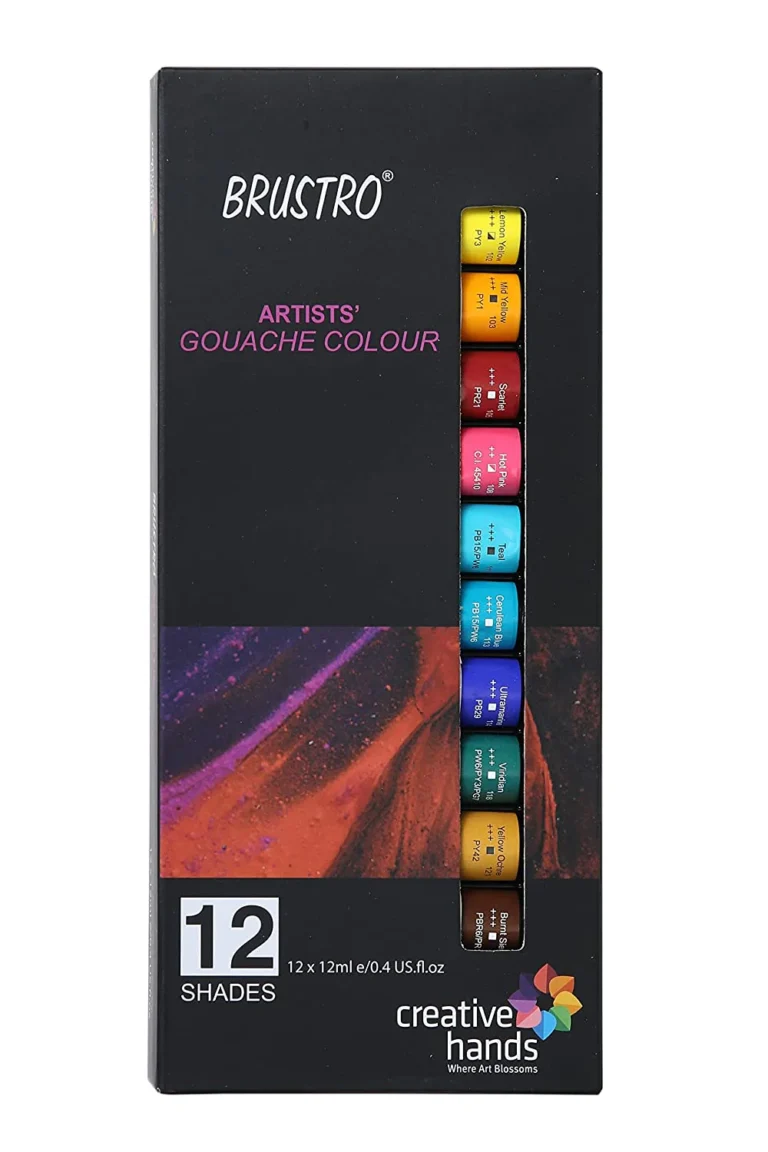 BRUSTRO Artist's Gouache colour Paint | 12ML Tubes Set of 12 Colours|