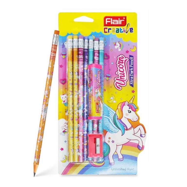 FLAIR Unicorn Extra Dark Pencils Kit With Eraser & Sharpener