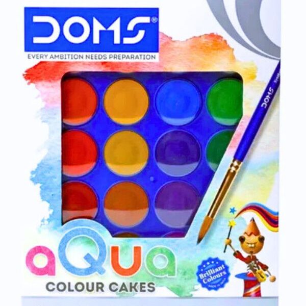 Doms Aqua Colour Cakes - 24 Shades Pack of 1 | Include One Brush Inside