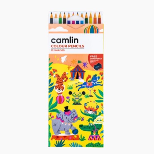 Camlin Colour Pencils pack of 12 shades with Sharpener - Bhandari Stationers