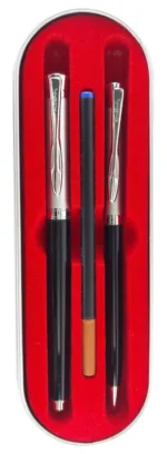 Pierre Cardin Dance Model Black And Silver Color Twist and Cap Type ball pen set - Best Stationery Store In Kota
