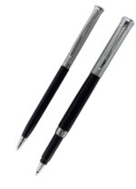 Pierre Cardin Dance Model Black And Silver Color Twist and Cap Type ball pen set - Bhandari Stationers - Best Stationery Store In Kota