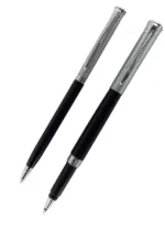 Pierre Cardin Dance Model Black And Silver Color Twist and Cap Type ball pen set - Bhandari Stationers - Best Stationery Store In Kota