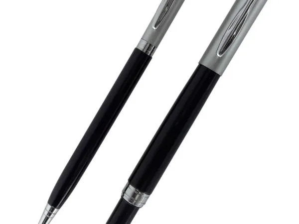 Pierre Cardin Dance Model Black And Silver Color Twist and Cap Type ball pen set - Bhandari Stationers - Best Stationery Store In Kota