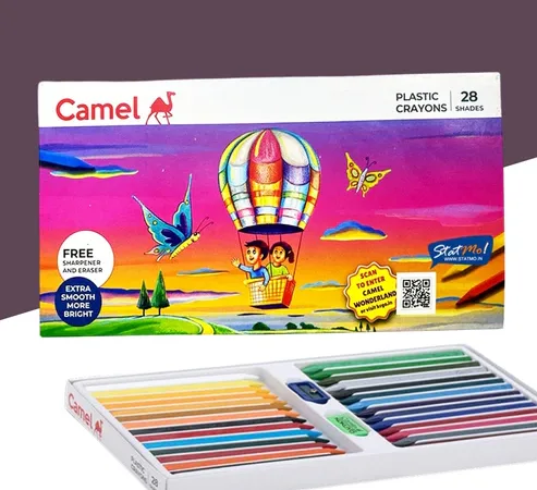Camel Plastic Crayon Pack Of 28 Shades - Bhandari Stationers - Best Stationery Store In Kota