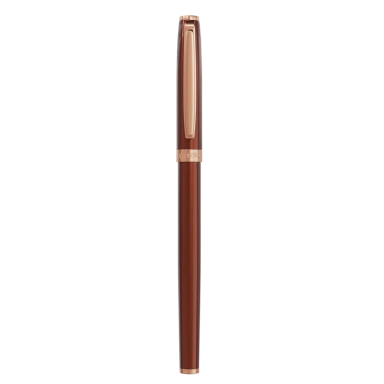 Intellio Germany Branded Mocha & Rose Gold Luxury Roller Point Pen - Bhandari Stationers - Best Stationery Store In Kota