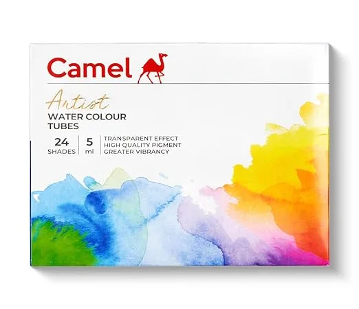 Camel Artist Watercolor Tube - 24 Shades (5ML Each) | Vibrant Pigments for Rich Colors | - Bhandari Stationers - Best Stationery Store In Kota
