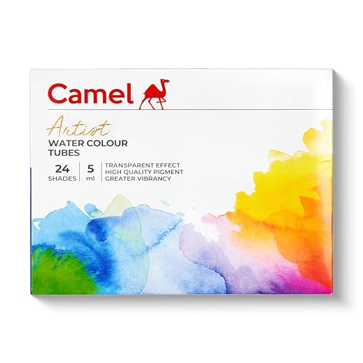 Camel Artist Watercolor Tube - 24 Shades (5ML Each) | Vibrant Pigments for Rich Colors | - Bhandari Stationers