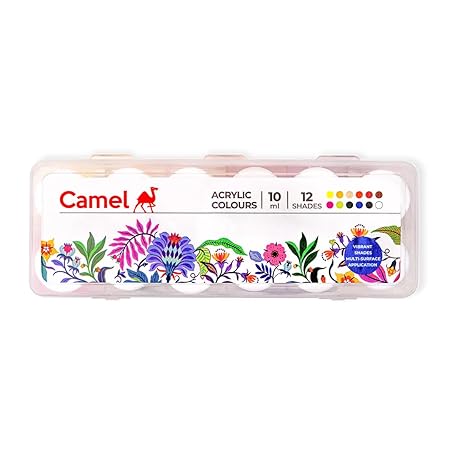 Camel Acrylic Colours 10ml Each - 12 Shades - Bhandari Stationers