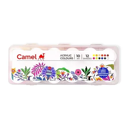 Camel Acrylic Colours 10ml Each - 12 Shades - Bhandari Stationers - Best Stationery Store In Kota