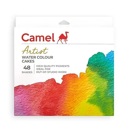 Camel Artist Water Colour Cakes – 48 Assorted Shades | Rich Pigments & Vibrant Colors | Ideal for Artists & Hobbyists - Bhandari Stationers - Best Stationery Store In Kota