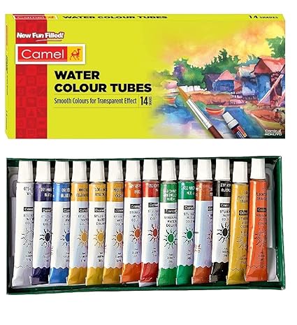 Camel Water Colour Tubes -14 Shades, 5 ml Each, Multicolour - Bhandari Stationers