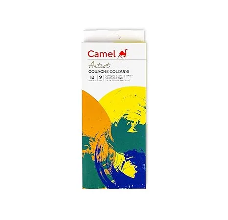 Camel Artist Gouache Colours Pack of 12 Shades, 9ml Each With Free 1N Camel Sketch Book A5 - Bhandari Stationers - Best Stationery Store In Kota