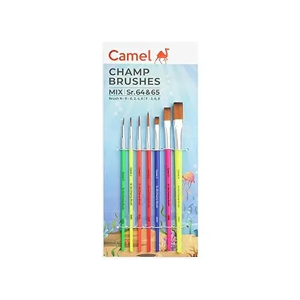 Camel Champ Brushes Set of 7 | Round & Flat Brushes - Bhandari Stationers - Best Stationery Store In Kota