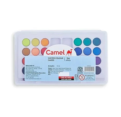 Camel Student Water Color Cakes - 24 Shades - Bhandari Stationers - Best Stationery Store In Kota