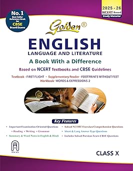 Golden English Lang. and Lit. Study Material Based on NCERT First Flight and Footprints without Feet for Class-10 | For CBSE 2026 Board Exams - Bhandari Stationers - Best Stationery Store In Kota