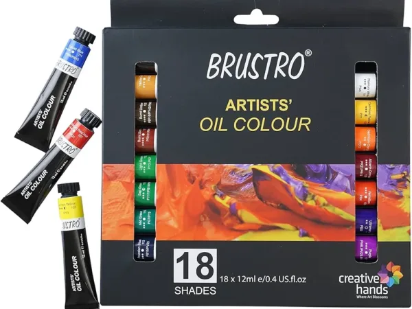BRUSTRO Artist's Oil colour Paint | 12ML Tubes Set of 18 Colours - Bhandari Stationers - Best Stationery Store In Kota