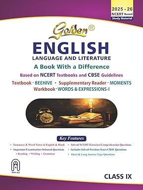 Golden English Lang. and Lit. Study Material Based on NEW NCERT Beehive and Moments for Class-9 | For CBSE 2026 Board Exams - Best Stationery Store In Kota