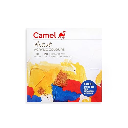 Camel Artist Acrylic colours - 18 Shades, 20ml, Multicolor - Bhandari Stationers