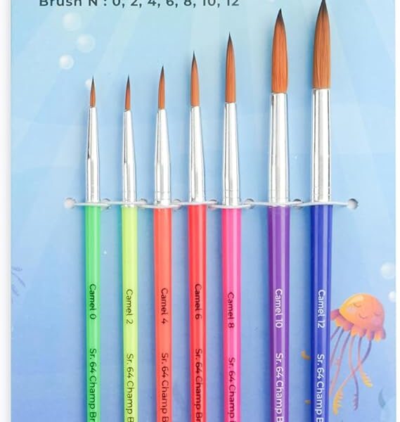 Camel Champ Round Brush Set - Pack of 7 (Multicolor) - Bhandari Stationers