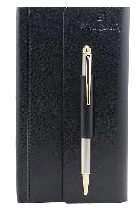 Pierre Cardin Business Exclusive Pen Set | Luxorious Chorme Finished Ball Pen & Premium Leather Brown Diary - Bhandari Stationers - Best Stationery Store In Kota