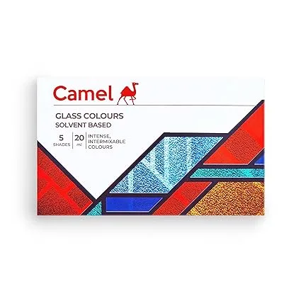 Camel Solvent Based Glass Color - 20ml Each, 5 Shades - Bhandari Stationers - Best Stationery Store In Kota