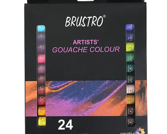 BRUSTRO Artist’s Gouache colour Paint | 12ML Tubes Set of 24 Colours - Bhandari Stationers - Best Stationery Store In Kota