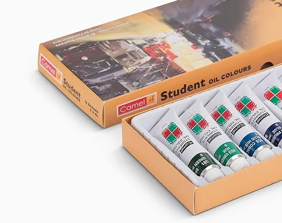 Camel Student Oil Color Box - 20ml Tubes, 12 Shades - Bhandari Stationers - Best Stationery Store In Kota