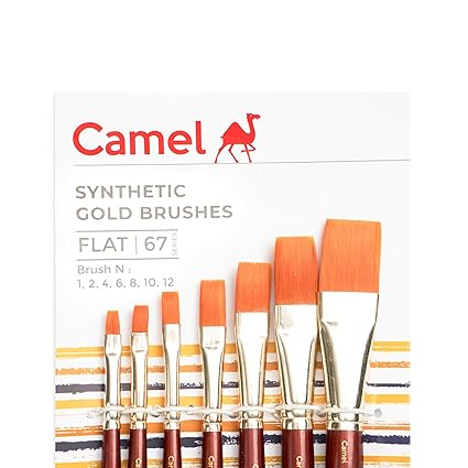 Camel Paint Brush Series 67 - Flat Synthetic Gold, Set of 7 - Bhandari Stationers