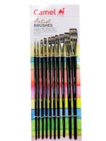Camel Artist Paint Brush Mix Series 70, 71 & 72 - Round, Flat & Filbert Synthetic taklon Long Handle, Set of 10 - Bhandari Stationers - Best Stationery Store In Kota