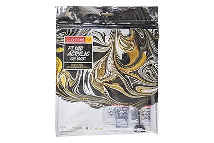 Camel Fluid Acrylic Colours - Monocherome Shade, Include Canvas And Apron - Bhandari Stationers