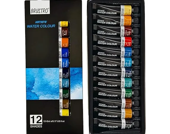 BRUSTRO Artist's Watercolour Paint |5ML Tubes Set of 12 - Bhandari Stationers - Best Stationery Store In Kota