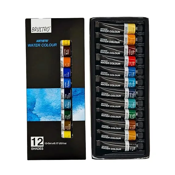 BRUSTRO Artist's Watercolour Paint |5ML Tubes Set of 12 - Bhandari Stationers - Best Stationery Store In Kota