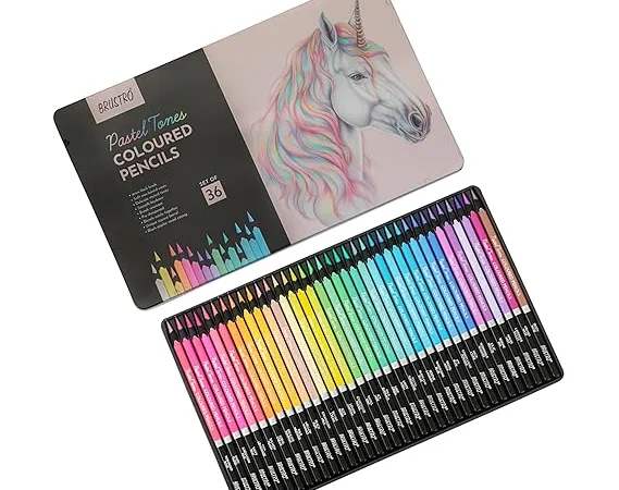 BRUSTRO Pastel Tone Coloured Pencils Set of 36 - Bhandari Stationers - Best Stationery Store In Kota