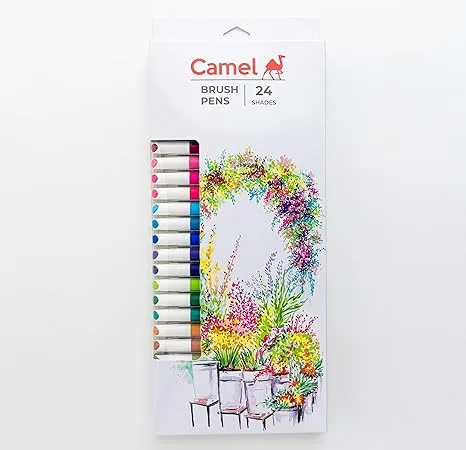 Camel Brush Pens | 24 Shades| Multicolor - Bhandari Stationers - Best Stationery Store In Kota