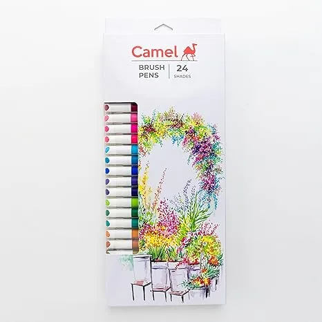 Camel Brush Pens | 24 Shades| Multicolor - Bhandari Stationers - Best Stationery Store In Kota