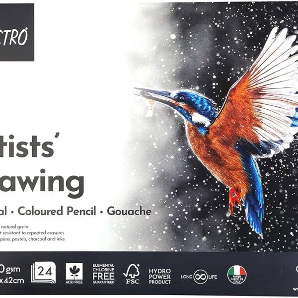 BRUSTRO Artist Drawing Pad | 200 GSM, A3, 24 Sheets | Ideal for Charcoal - Bhandari Stationers