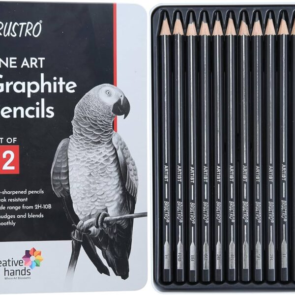 BRUSTRO Fine Art Graphite Pencil - Set of 12 - Bhandari Stationers