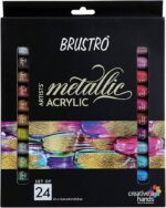 BRUSTRO Artist’s Metalic Acrylic colour Paint | 12ML Tubes Set of 24 Colours - Bhandari Stationers