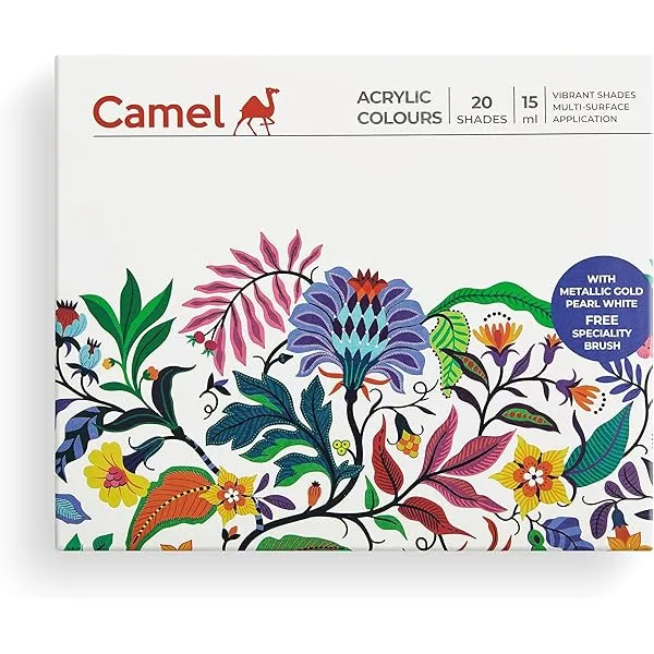 Camel Acrylic Colours 20 Shades 15ml - Bhandari Stationers - Best Stationery Store In Kota