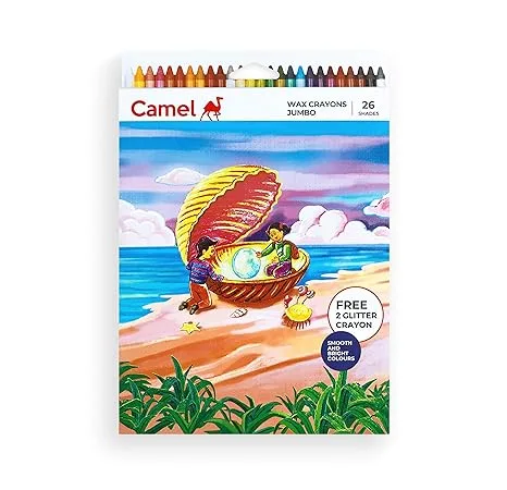 Camel Wax Crayons + 2 Glitter Shade Free - 24 Shades' - Bhandari Stationers - Best Stationery Store In Kota