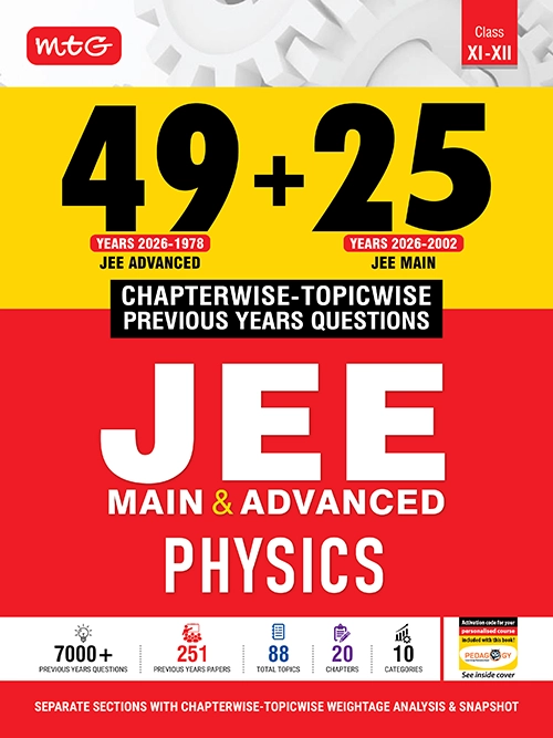 MTG 49+25 Years Chapterwise Topicwise PYQs Solution book Physics for JEE (Adv + Main) latest Edition 2026-27 - Bhandari Stationers