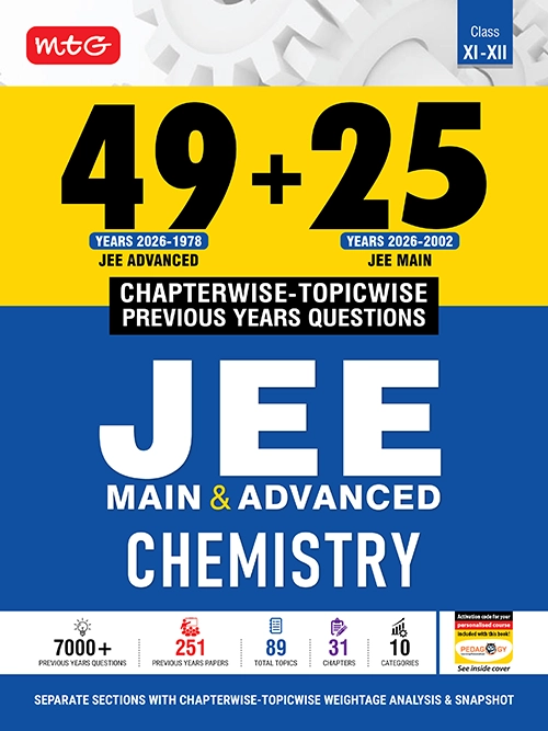 MTG 49+25 Years Chapterwise Topicwise PYQs Solutions Chemistry for JEE (Adv + Main) Latest Edition 2026-27 - Bhandari Stationers