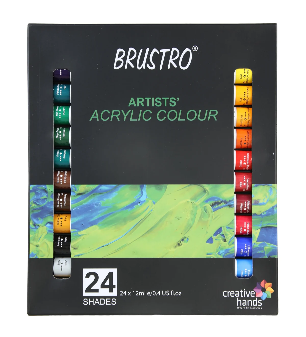 BRUSTRO Artist’s Acrylic colour Paint | 12ML Tubes Set of 24 Colours - Bhandari Stationers