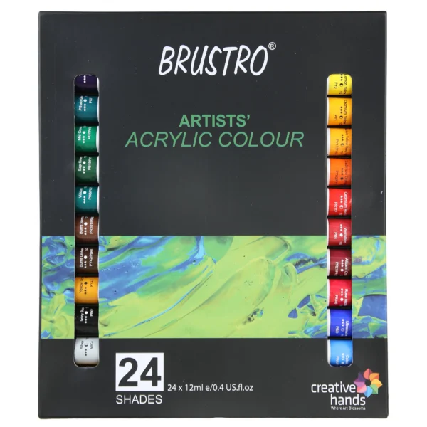 BRUSTRO Artist’s Acrylic colour Paint | 12ML Tubes Set of 24 Colours - Bhandari Stationers