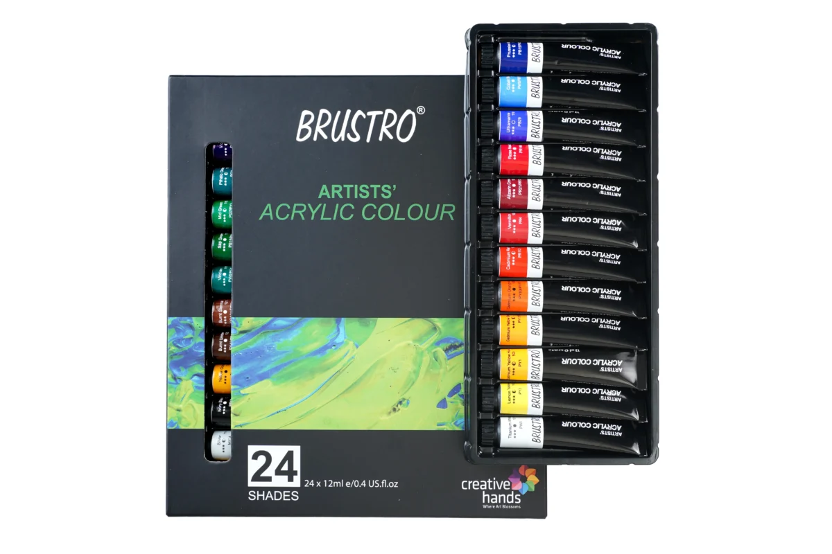 BRUSTRO Artist’s Acrylic colour Paint | 12ML Tubes Set of 24 Colours - Bhandari Stationers