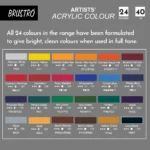 BRUSTRO Artists Acrylic Colour Paint 40ml -Set of 24 - Bhandari Stationers