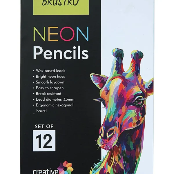 BRUSTRO NEON Pencils | Set of 12 Colours - Bhandari Stationers