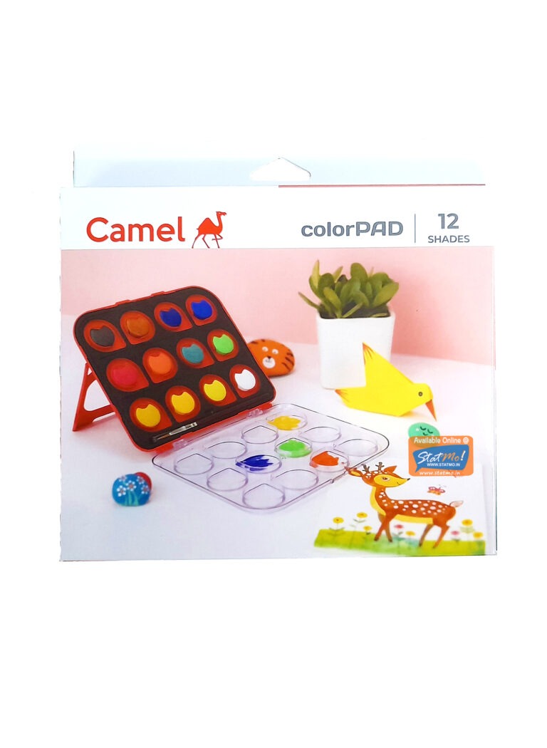Camel Color Pad Watercolor Cake with Paint Brush | 12 Shade Set - Bhandari Stationers