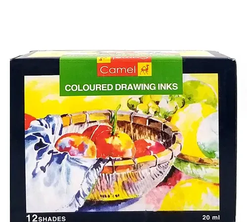 Camel Coloured Drawing Inks – 12 Shades 20ml Each - Bhandari Stationers - Best Stationery Store In Kota